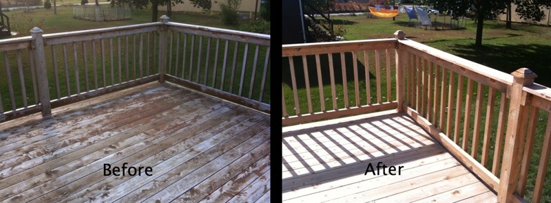 deck cleaning before and after